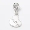 200 pcs family Word heart shape Charms Pendants Dangles Beads Fit Pandora Bracelet or Bangle DIY Jewelry326h