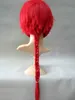 高品質のアニメRanma 1/2沿りのランマかつら赤の黒の耐熱性合成髪の長い編組コスプレウィッグ+かつらキャップ