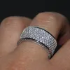 Storlek 5-10 Lyxig smycken 10kt vitguld fylld Full Pave Sapphire CZ Diamond Kvinnor Bröllop Cirkel Band Finger Ring för älskare gåva