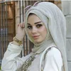 Bufanda musulmana Tela de color sólido Moda Hijab Alambre de oro Pliegue Llanura Hijab Lentejuelas dama niñas artículos musulmanes muchos colores puros ofrecen elegir