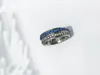 Multicolor Zircon Silver / Blue Ring Chunky Finger Bling Hip Hop Ring Storlek 7/8/9/10/11 Rostfritt stål Ringar