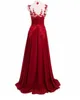 Designer Embroidery Lace Dark Red Evening Dresses Long Prom Dress 2020 Sexy Illusion Women Party Dresses Sleeveless A Line Formal Gowns USA