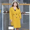 PL019 New Spring Outono Trench Coat para Mulheres Casuais Mulheres Trench Revestimento Plus Size Longo Outerwear Solto Senhoras Roupas com Cinto