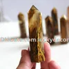 10Pcs 60mm-90mm Cherry Volcano Smelted Quartz Standing Tower Point Yellow and Red Hand Carved Smelting Crystal Wand Wicca Stone Home Decor