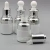 20ml de perles haut de gamme blanche vides verre rechargeable gouttons d'huile essentielle bouteilles maquillage maquillage cosmétique conteneur bouteille pot et goutte d'oeil de verre