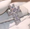 2018 New Arrivic Top Sellose Luxury Jewelry 925 Sterling Silver Six Princess Cut 5A Cuubic Zirconia Cross PendantチェーンネックレスF272Z