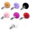 Anale speelgoed Fluffy Bur Bunny Rabbit Tail Stainless Steel Plug Cosplay Animal Pet Tails #R78