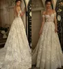 Berta Spring Wedding Dresses Off the Shouldless Backless 3D Floral Applique Plus 사이즈 스팽글 해변 신부 가운 라인 Robe de Marie