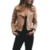 Kvinnor Soft Suede Leather Jacket Cool Lapel Zipper Coat Biker Motorcykel Jackor Höst Vinter Kvinna Rivet Slim Outwear