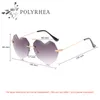 2021 Rimless Women Sunglasses Heart Shaped Brand Designer Sun Glasses Frame UV Protection Top Quality