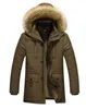 Wholesale- 2017新しい到着メンズ厚い暖かい冬ダウンコートの毛皮襟の男性パーカービッグヤードロングコットンコートジャケットパーカーメンM-5XL