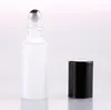 500pcs/lot 5ML Frosted Glass Roll On bottle 5CC Stainless Steel Roller Ball Essential Oil Matte Bottles 17*57mm SN1504
