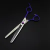 high quality professional freelander 7.0 inch pet hair cutting/thinning scissors Fishbone scissors purple with case