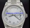 Cadeau de Noël montre pour hommes Président 118239 Or blanc 18 carats Argent Cadran romain Montre 36 mm Styles vestimentaires245P