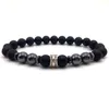 Moda 8mm Matte Stone Beads Homens Charme Braceletes Pave CZ Coluna com Hematite DIY Pulseira para Homens Mulheres Jóias Presente