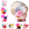 Nova 2020 Handmade Rhinestone Flower Headwear Crianças Feather Europa Crianças Baby Girl Headband Para Crianças Elastic Hairband 10pcs H097