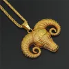 Gold Silver Color Goat Sheep head Pendant Necklace Hip Hop Style Animal Head Necklace For Women Men Party Jewelry Gift253s