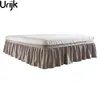 URIJK送料無料Hotel Elastic Bed Skirt 4色スエードファブリックキング/クイーンサイズのほこりの牧歌的なスタイルフィットベッドスプレッド