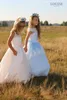 Elegant Full Lace Flower Girl Dresses 2017 Junior bridesmaid Dresses floor length Kids Party Prom Dress with bow sash child Formal Dresses