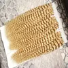 Blonde Tape In Human Hair Extensions 10"-26" 300g 120pcs Double Drawn kinky curly PU Hair Natural Tape Human Hair Skin Weft