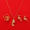 Bruids sieraden sets vintage ketting hanger oorbellen ring set voor vrouwen accessoires groothandel gouden Dubai sieraden set