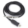 Freeshipping 300CM Long Guitar Bass 1/4'' 6.3mm Jack To USB Link Connection Instrument Cable Adapter Black Color