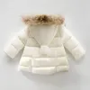 girls winter jackets children fur hooded down parkas coat kids girl thick warm outwear snowsuit clothing Child Christmas Clothes1478509