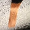 Ombre Micro Loop Ring Extensions 1g per strand 100g Gram per paket Ombre färg remy hår