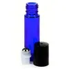 12 Vazio 10 ml Cobalt Blue Glass Rolo de óleo essencial em garrafas com bola de rolo de aço inoxidável para perfume 3 ml conta-gotas incluído