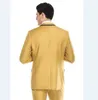 Brand New Yellow Men Tuxedos De Mariage De Haute Qualité Groom Tuxedos Peak Revers Un Bouton Hommes Blazer 2 Pièce Costume (Veste + Pantalon + Cravate) 1638