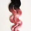 T1B / Rose Ombre Bande dans l'extension de cheveux 100G 40pc vague de corps Peau Trame Bande dans les Extensions de Cheveux Humains Remy Extensions de Cheveux Colorés