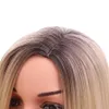 Perruque synthétique Bobo lisse de 14 pouces avec raie latérale, perruque Blonde ombrée en Fiber de haute température pour femmes, perruques de Cosplay 6957899