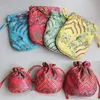 Luxury Seawater Vintage Small Gift Bags for Jewelry Packaging Bags Drawstring Chinese Silk Brocade Pouch with lined 13x15cm 50pcs/lot