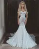 Neuestes wunderschönes Meerjungfrau-Hochzeitskleid Said Mhamad, schulterfreies, rückenfreies Brautkleid mit Spitzenapplikation, maßgeschneidertes Hochzeitskleid