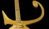 Rare Shaped Guitar By Jerry Auerswal Gold Prince Love Symbol Electric Guitar Floyd Rose Tremolo Bridge Gold Single Pickup, Black Pickguard