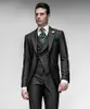 Nuovi stili slim fit smoking nero sposo blazer groomsman eccellente uomo business formale vestito da ballo di fine anno (giacca + pantaloni + cravatta + gilet) NO: 924