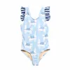 2018 kid meninas do bebê lama animal maiôs menina swimwear listrado azul one-piece swimsuit maiô verão bonito praia crianças roupas 1-7A