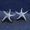 Kolczyki w stylu rozgwiazdy białego złota 5a przezroczyste diamentowe CZ Wedding Studs For Festival Festival Prezent2183