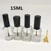 Botella de esmalte de uñas vacía transparente de 15 ml con tapa de cepillo, paquete de aceite de uñas de vidrio transparente, contenedores de laca para decoración de uñas F1275