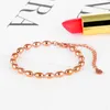 Freundschaftsgeschenk Roségold Edelstahl Perlen Armband mit Karabinerverschluss 150mm Länge + 50mm Verlängerungskette