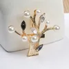 Mode or grand arbre broches pour femmes accessoires perle cristal plantes émail broches broche revers strass broche bijoux