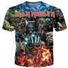 Camiseta de verano Iron Maiden Camiseta de manga corta para hombre Camiseta Eddie Fans que animan Camisetas impresas en 3D Hombres Mujeres Parejas camiseta S-5XL 13 estilos