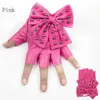 Fashion Female Half Finger Punk Rivet Dance Gloves Women Sport Fitness PU Leather Bow Mittens Luva Tactical Fingerless Glove295o