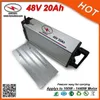 プロモーション1000W 48Vリチウムイオン電動バイク電池パック48V 20Ahバッテリーパック2A BMS 2A充電器アルミケース