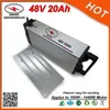 Promotie 1000 W 48V lithium ion elektrische fiets batterij 48V 20AH batterij packs met 30A BMS 2A-lader aluminium behuizing