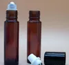 Rotolo vuoto su flaconi di vetro ambrato da 10 ml [RULLO IN ACCIAIO INOSSIDABILE] Roll on ambrato ricaricabile per aromaterapia, profumo essenziale