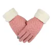 Gants tricotés Touch Screen Femmes épaissir les gants chauds hivernaux Femme Feuil Feuil Soft Stretch Mitaussiers Guantes