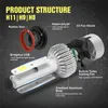 2PCS H11 Bil LED-strålkastare DC 12-24V Vit 6000K Auto Bulb Headlamp Super Bright Beam Car Lampor Lampor Ljus 20000lm