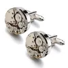 Montres mouvement boutons de manchette circulaire hommes bouton de manchette français boutons de manchette pour mariage fête des pères cadeau de noël élégant motif boutons de manchette