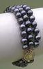 3 trådar naturligt 8-9 mm Tahitian Black Pearl Armband W